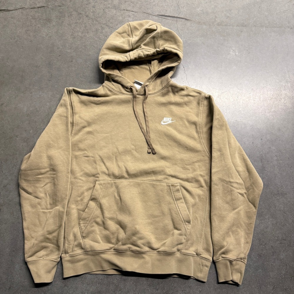 Nike Sportswear Club Fleece Pullover Hoodie Khaki Tan Small BV2654-247